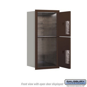 Salsbury Industries 3709S-2PZFP Recessed Mounted 4C Horizontal Mailbox-9 Door High Unit (34 Inches)-Single Column-Stand-Alone Parcel Locker-1 PL4 and 1 PL5-Bronze-Front Loading-Private Access