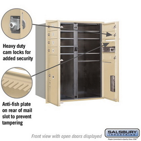Salsbury Industries 3710D-07SFU Recessed Mounted 4C Horizontal Mailbox - 10 Door High Unit (37 1/2 Inches) - Double Column - 7 MB1 Doors / 1 PL5 and 1 PL6 - Sandstone - Front Loading - USPS Access