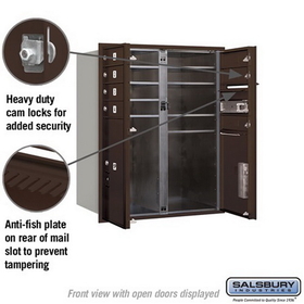 Salsbury Industries 3710D-07ZFU Recessed Mounted 4C Horizontal Mailbox - 10 Door High Unit (37 1/2 Inches) - Double Column - 7 MB1 Doors / 1 PL5 and 1 PL6 - Bronze - Front Loading - USPS Access