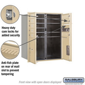 Salsbury Industries 3710D-08SFP Recessed Mounted 4C Horizontal Mailbox - 10 Door High Unit (37 1/2 Inches) - Double Column - 8 MB1 Doors / 2 PL5s - Sandstone - Front Loading - Private Access
