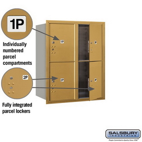 Salsbury Industries 3710D-4PGFU Recessed Mounted 4C Horizontal Mailbox - 10 Door High Unit (37 1/2 Inches) - Double Column - Stand-Alone Parcel Locker - 4 PL5