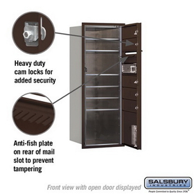 Salsbury Industries 3710S-05ZFP Recessed Mounted 4C Horizontal Mailbox - 10 Door High Unit (37 1/2 Inches) - Single Column - 5 MB1 Doors / 1 PL3 - Bronze - Front Loading - Private Access