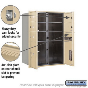 Salsbury Industries 3711D-05SFP Recessed Mounted 4C Horizontal Mailbox - 11 Door High Unit (41 Inches) - Double Column - 5 MB2 Doors / 2 PL5s - Sandstone - Front Loading - Private Access