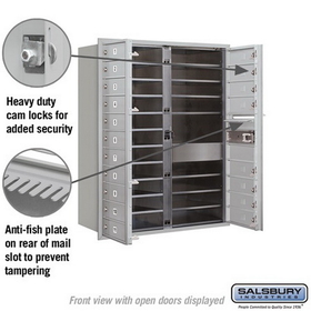 Salsbury Industries 3711D-19AFP Recessed Mounted 4C Horizontal Mailbox - 11 Door High Unit (41 Inches) - Double Column - 19 MB1 Doors - Aluminum - Front Loading - Private Access