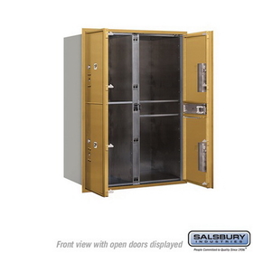 Salsbury Industries 3711D-4PGFU Recessed Mounted 4C Horizontal Mailbox-11 Door High Unit (41 Inches)-Double Column-Stand-Alone Parcel Locker-3 PL5