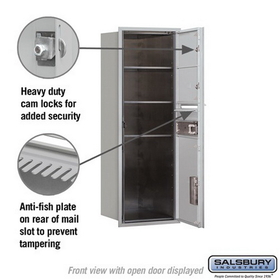 Salsbury Industries 3711S-02AFP Recessed Mounted 4C Horizontal Mailbox - 11 Door High Unit (41 Inches) - Single Column - 2 MB2 Doors / 1 PL5 - Aluminum - Front Loading - Private Access