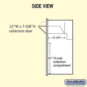 Salsbury Industries 3711S-1CSR 11 Door High Recessed Mounted 4C Horizontal Collection Box in Sandstone - Rear Access