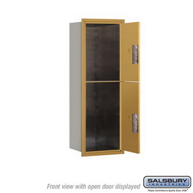 Salsbury Industries 3711S-2PGFP Recessed Mounted 4C Horizontal Mailbox-11 Door High Unit (41 Inches)-Single Column-Stand-Alone Parcel Locker-1 PL5 and 1 PL6-Gold-Front Loading-Private Access