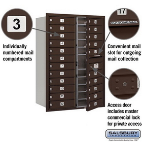 Salsbury Industries 3712D-22ZFP Recessed Mounted 4C Horizontal Mailbox - 12 Door High Unit (44 1/2 Inches) - Double Column - 22 MB1 Doors - Bronze - Front Loading - Private Access