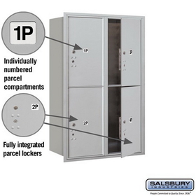 Salsbury Industries 3712D-4PAFU Recessed Mounted 4C Horizontal Mailbox-12 Door High Unit (44 1/2 Inches)-Double Column-Stand-Alone Parcel Locker-4 PL6