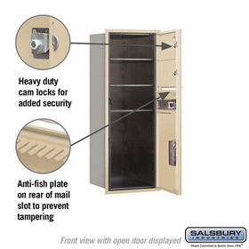 Salsbury Industries 3712S-02SFP Recessed Mounted 4C Horizontal Mailbox - 12 Door High Unit (44 1/2 Inches) - Single Column - 2 MB2 Doors / 1 PL6 - Sandstone - Front Loading - Private Access