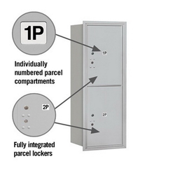 Salsbury Industries 3712S-2PARU Recessed Mounted 4C Horizontal Mailbox - 12 Door High Unit(44 1/2 Inches)- Single Column - Stand-Alone Parcel Locker - 2 PL6s - Aluminum - Rear Loading - USPS Access