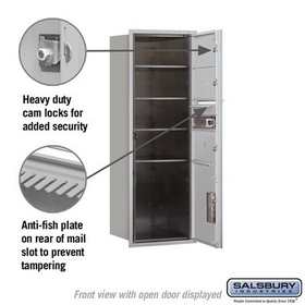 Salsbury Industries 3713S-03AFU Recessed Mounted 4C Horizontal Mailbox - 13 Door High Unit (48 Inches) - Single Column - 3 MB2 Doors / 1 PL5 - Aluminum - Front Loading - USPS Access