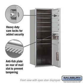 Salsbury Industries 3713S-06AFP Recessed Mounted 4C Horizontal Mailbox - 13 Door High Unit (48 Inches) - Single Column - 6 MB1 Doors / 1 PL5 - Aluminum - Front Loading - Private Access