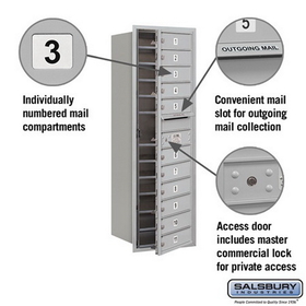 Salsbury Industries 3713S-11AFP Recessed Mounted 4C Horizontal Mailbox - 13 Door High Unit (48 Inches) - Single Column - 11 MB1 Doors - Aluminum - Front Loading - Private Access
