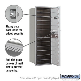 Salsbury Industries 3713S-11AFP Recessed Mounted 4C Horizontal Mailbox - 13 Door High Unit (48 Inches) - Single Column - 11 MB1 Doors - Aluminum - Front Loading - Private Access