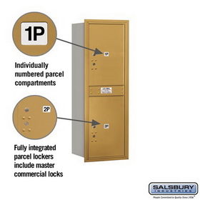Salsbury Industries 3713S-2PGRP Recessed Mounted 4C Horizontal Mailbox - 13 Door High Unit (48 Inches) - Single Column - Stand-Alone Parcel Locker - 2 PL6