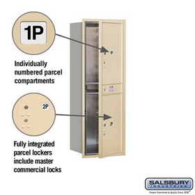 Salsbury Industries 3713S-2PSFP Recessed Mounted 4C Horizontal Mailbox-13 Door High Unit (48 Inches)-Single Column-Stand-Alone Parcel Locker-2 PL6