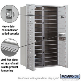 Salsbury Industries 3714D-26AFP Recessed Mounted 4C Horizontal Mailbox - 14 Door High Unit (51 1/2 Inches) - Double Column - 26 MB1 Doors - Aluminum - Front Loading - Private Access