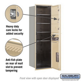 Salsbury Industries 3714S-03SFP Recessed Mounted 4C Horizontal Mailbox - 14 Door High Unit (51 1/2 Inches) - Single Column - 3 MB2 Doors / 1 PL6 - Sandstone - Front Loading - Private Access