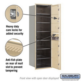 Salsbury Industries 3714S-06SFP Recessed Mounted 4C Horizontal Mailbox - 14 Door High Unit (51 1/2 Inches) - Single Column - 6 MB2 Doors - Sandstone - Front Loading - Private Access