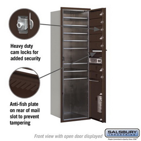 Salsbury Industries 3714S-07ZFP Recessed Mounted 4C Horizontal Mailbox - 14 Door High Unit (51 1/2 Inches) - Single Column - 7 MB1 Doors / 1 PL5 - Bronze - Front Loading - Private Access