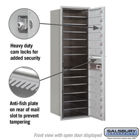 Salsbury Industries 3714S-12AFP Recessed Mounted 4C Horizontal Mailbox - 14 Door High Unit (51 1/2 Inches) - Single Column - 12 MB1 Doors - Aluminum - Front Loading - Private Access