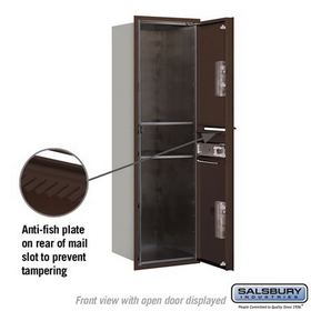Salsbury Industries 3714S-2PZFP Recessed Mounted 4C Horizontal Mailbox-14 Door High Unit (51 1/2 Inches)-Single Column-Stand-Alone Parcel Locker-2 PL6s-Bronze-Front Loading-Private Access