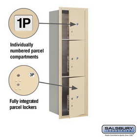 Salsbury Industries 3714S-3PSFU Recessed Mounted 4C Horizontal Mailbox-14 Door High Unit (51 1/2 Inches)-Single Column-Stand-Alone Parcel Locker-1 PL4 and 2 PL5