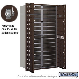 Salsbury Industries 3715D-29ZFP Recessed Mounted 4C Horizontal Mailbox (Includes Master Commercial Lock)-15 Door High Unit (55 Inches)-Double Column-29 MB1 Doors-Bronze-Front Loading-Private Access