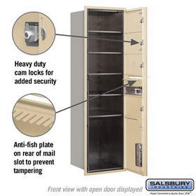Salsbury Industries 3715S-04SFU Recessed Mounted 4C Horizontal Mailbox - 15 Door High Unit (55 Inches) - Single Column - 4 MB2 Doors / 1 PL5 - Sandstone - Front Loading - USPS Access