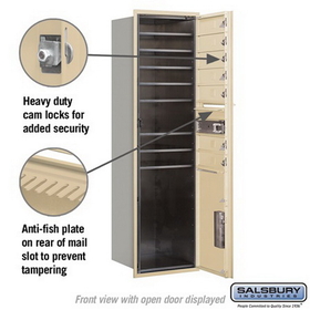 Salsbury Industries 3715S-07SFU Recessed Mounted 4C Horizontal Mailbox - 15 Door High Unit (55 Inches) - Single Column - 7 MB1 Doors / 1 PL6 - Sandstone - Front Loading - USPS Access