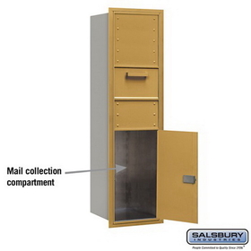 Salsbury Industries 3715S-1CGF Recessed Mounted 4C Horizontal Collection Box - 15 Door High Unit (55 Inches) - Single Column - Gold - Front Access