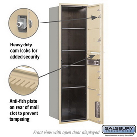 Salsbury Industries 3716S-03SFU Recessed Mounted 4C Horizontal Mailbox - Maximum Height Unit (56 3/4 Inches) - Single Column - 3 MB3 Doors / 1 PL4.5 - Sandstone - Front Loading - USPS Access