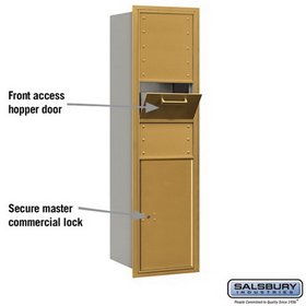 Salsbury Industries 3716S-1CGR Recessed Mounted 4C Horizontal Collection Box - Maximum Height Unit (56 3/4 Inches) - Single Column - Gold - Rear Access