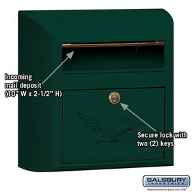 Salsbury Industries 4150E-GRN Modern Mailbox - Eagle Door - Green