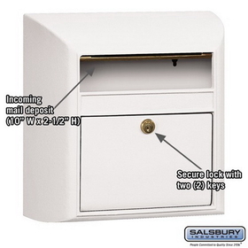 Salsbury Industries 4150P-WHT Modern Mailbox - Plain Door - White
