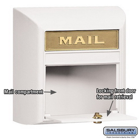 Salsbury Industries 4150P-WHT Modern Mailbox - Plain Door - White