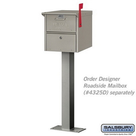 Salsbury Industries 4365D-NIC Standard Pedestal - Bolt Mounted - for Designer Roadside Mailbox - Nickel