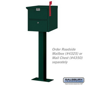 Salsbury Industries 4365GRN Standard Pedestal - Bolt Mounted - for Roadside Mailbox and Mail Chest - Green