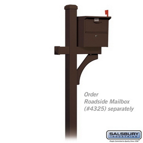Salsbury Industries 4370D-BRZ Deluxe Post - 1 Sided - In-Ground Mounted - for Designer Roadside Mailbox - Bronze