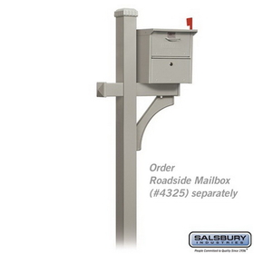 Salsbury Industries 4370D-NIC Deluxe Post - 1 Sided - In-Ground Mounted - for Designer Roadside Mailbox - Nickel