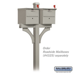 Salsbury Industries 4372D-NIC Deluxe Post - 2 Sided - In-Ground Mounted - for Designer Roadside Mailboxes - Nickel