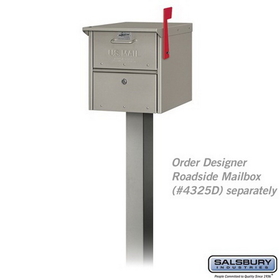 Salsbury Industries 4385D-NIC Standard Pedestal - In-Ground Mounted - for Designer Roadside Mailbox - Nickel
