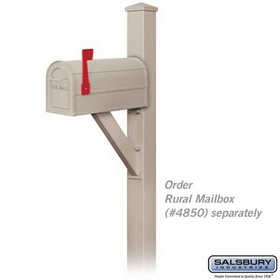Salsbury Industries 4825BGE Decorative Mailbox Post - Modern - In-Ground Mounted - Beige