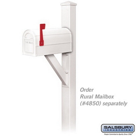 Salsbury Industries 4825WHT Decorative Mailbox Post - Modern - In-Ground Mounted - White