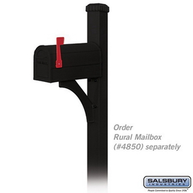 Salsbury Industries 4835BLK Decorative Mailbox Post - Designer - In-Ground Mounted - Black