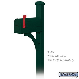Salsbury Industries 4835GRN Decorative Mailbox Post - Designer - In-Ground Mounted - Green