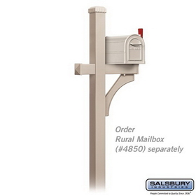 Salsbury Industries 4870BGE Deluxe Mailbox Post - 1 Sided - In-Ground Mounted - Beige