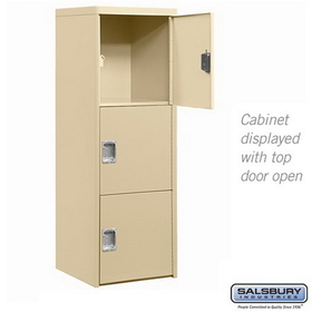 Salsbury Industries 7123TAN Welded Industrial Storage Cabinet - Three Doors - 72 Inches High - 24 Inches Deep - Tan